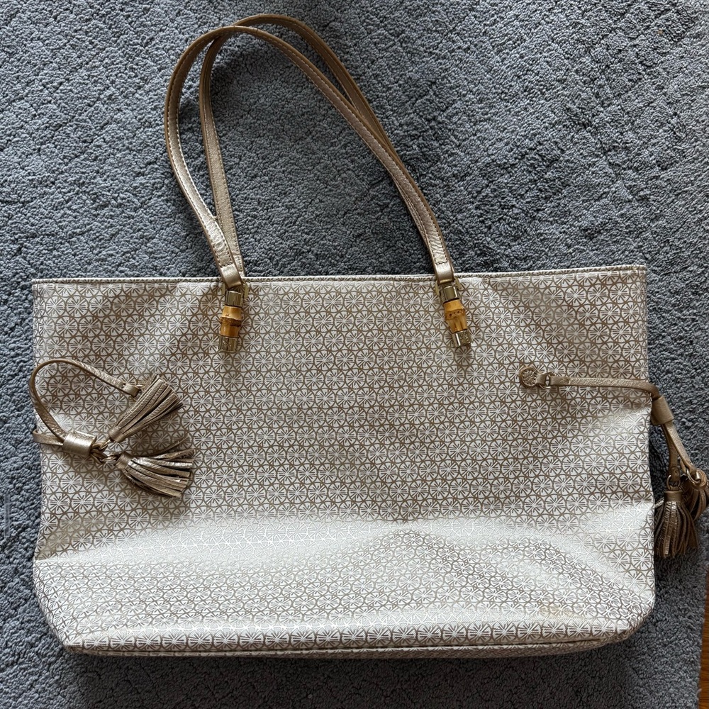 Lilly Pulitzer Mizner Gold Tote Bag - Picture 3 of 6